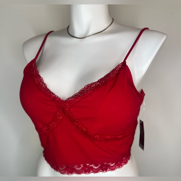 No Boundaries Red 3XL Padded Lace Trim Brami Tank Top New With Tags - Picture 7 of 16